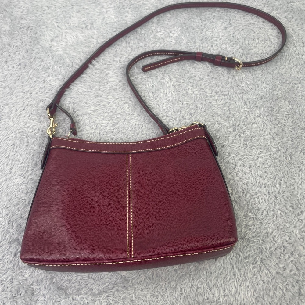 Dooney & Bourke Crossbody Bag Womens Small Burgundy Saffiano Leather Bag - Picture 4 of 8